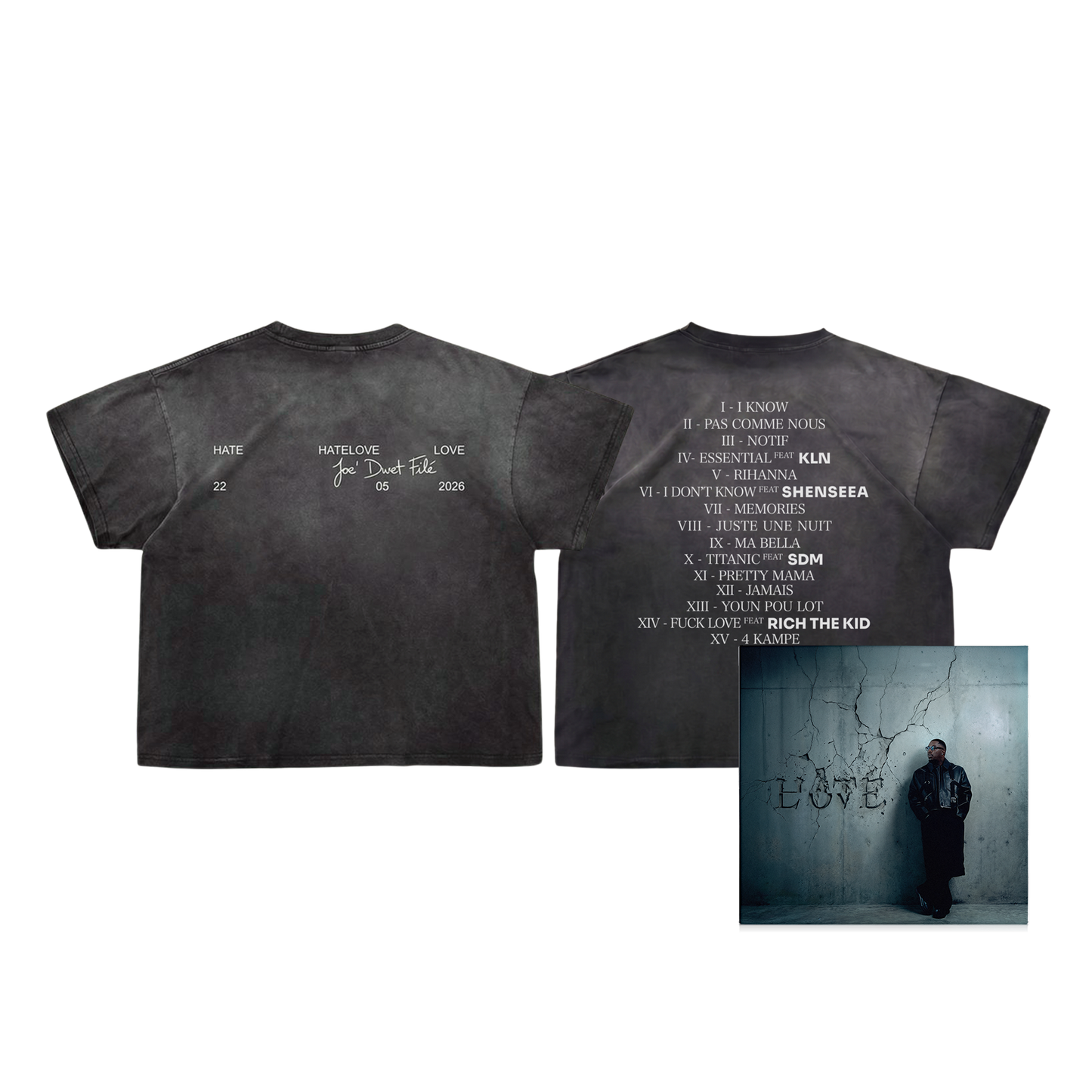 PACK CD + T-SHIRT GRIS « TRACKLIST » USB